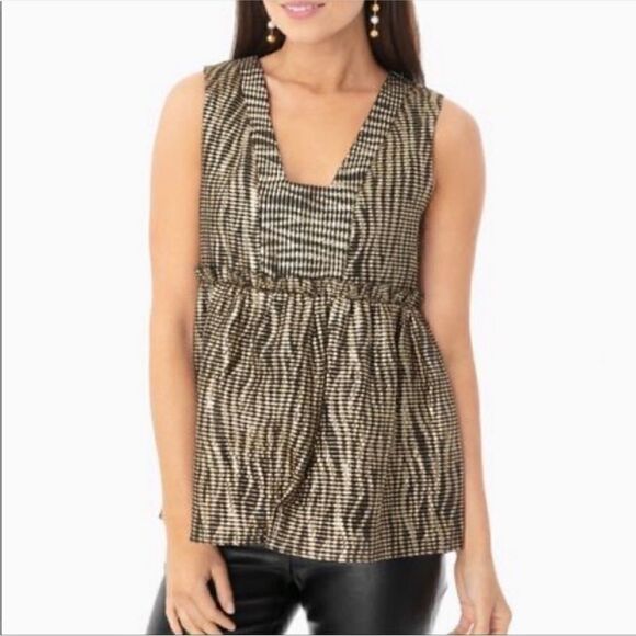 Tuckernuck Black and Gold Peplum Top| Size S - Picture 1 of 10